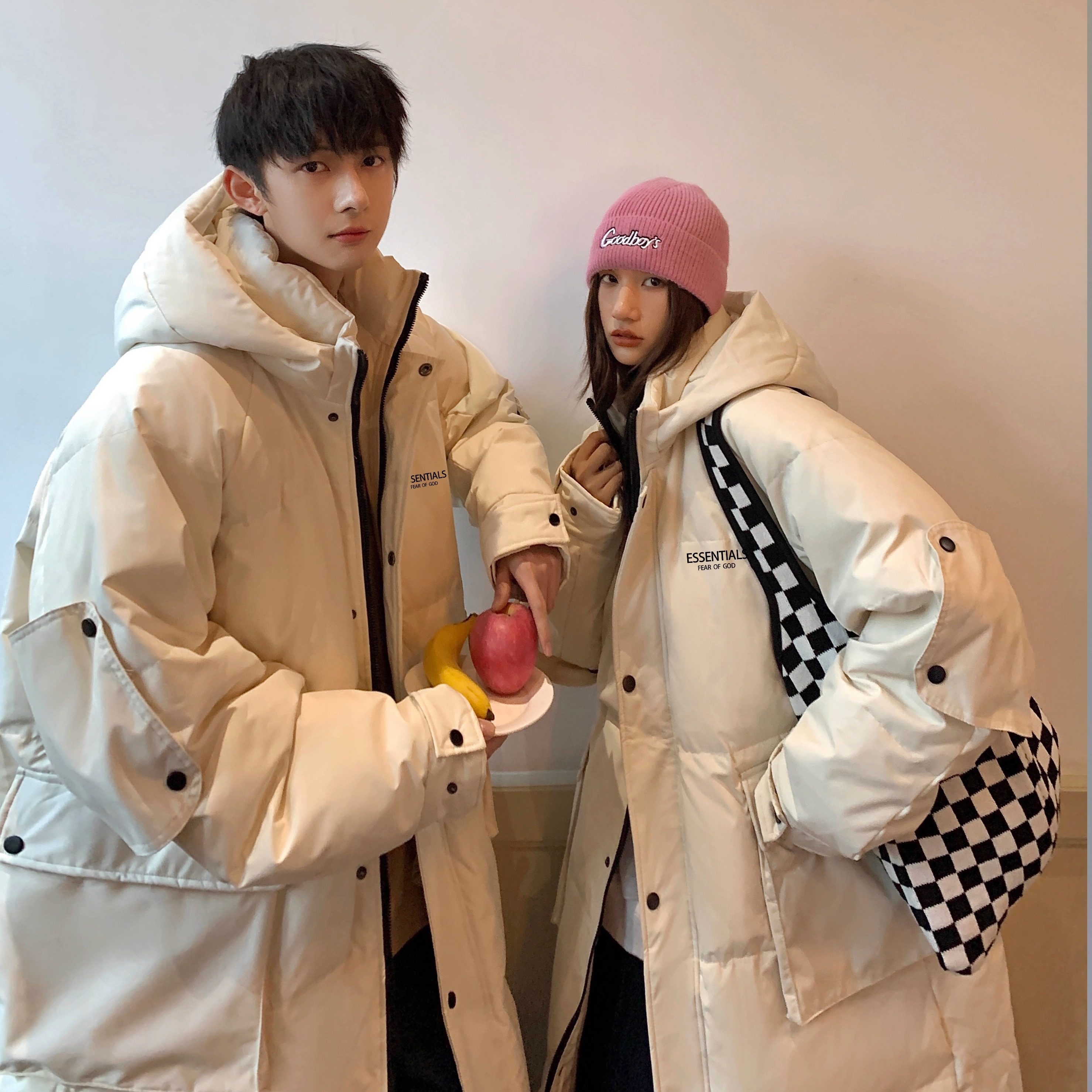 加厚潮男大领子连帽中长情侣款宽松工装羽绒服男女102B-Y5065P195，男装羽绒服，星座102B