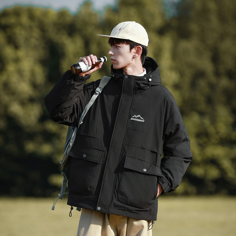 户外登山露营羽绒服男潮牌加厚保暖连帽白鸭绒外套102B-Y8807P165,男装羽绒服,星座102B