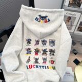 加厚美式慵懒刺绣加绒卫衣宽松连帽外套潮102B-W2758P58加绒68，女装短外套，星座102B