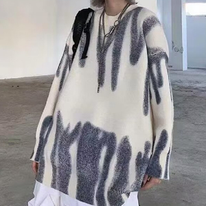 秋2025宽松印花毛衣男女慵懒风套头针织衫潮流上衣102B-M2847P55图片