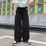 水洗棉100%日系工装裤男港风潮牌宽松阔腿休闲裤子102B-K8259P45，男装休闲裤，星座102B