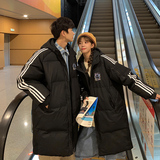 冬加厚小恶魔印花袖三杠连帽中长款宽松羽绒服男女102B-Y2188P165，男装羽绒服，星座102B