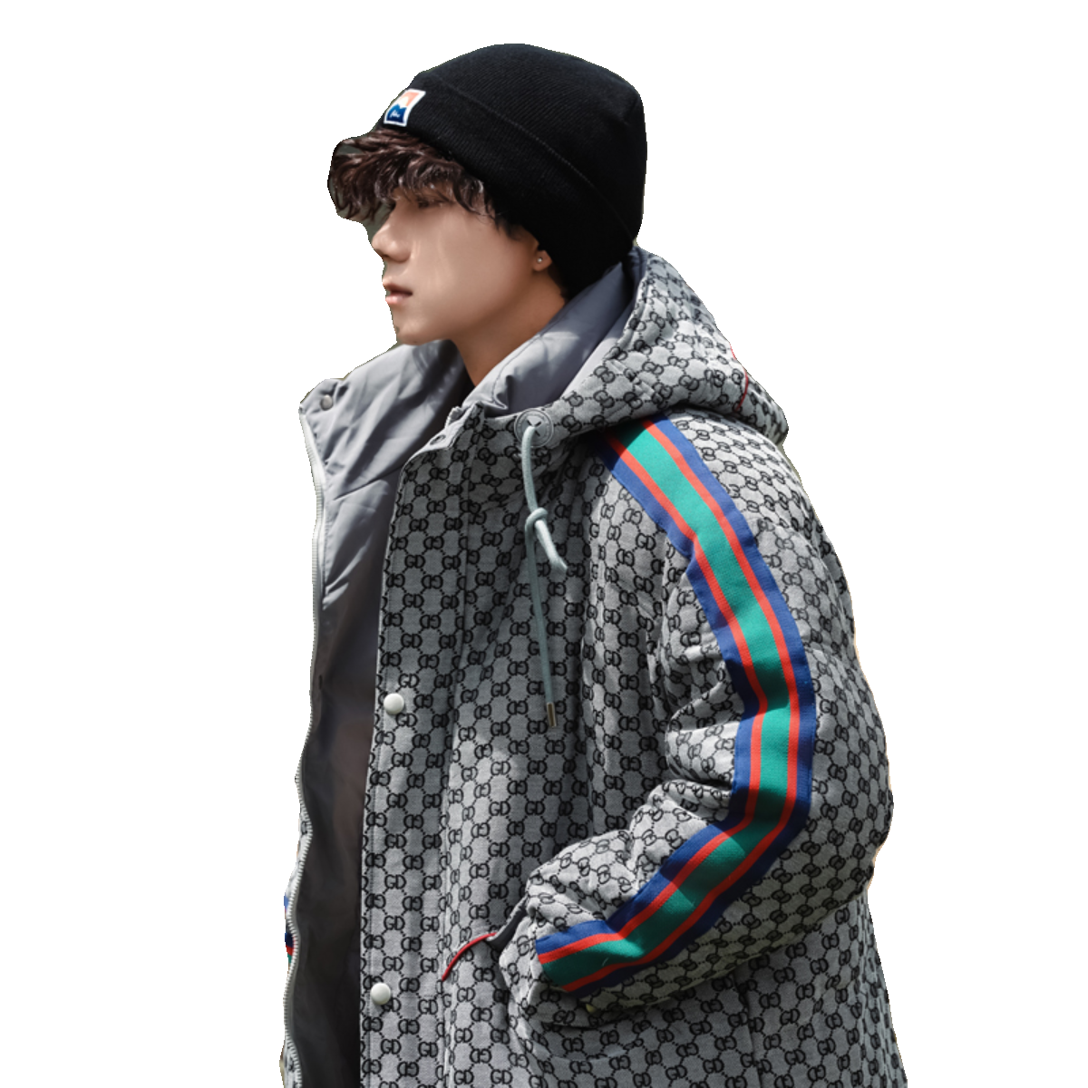 90绒冬款羽绒服男字母logo连帽加厚短款彩杠羽绒衣102B-Y3902P195,男装羽绒服,星座102B