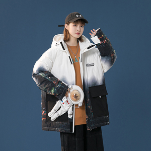 特90羽绒服男女连帽渐变星空加厚情侣羽绒衣102B-Y8099P185送公仔图片