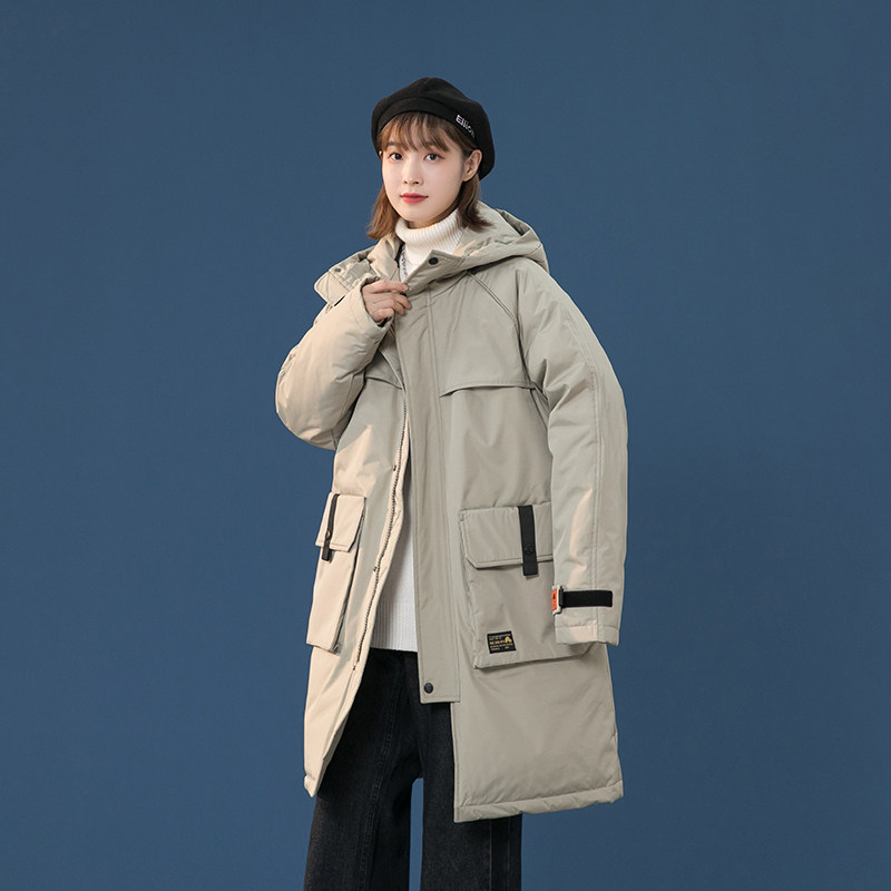工装情侣装羽绒服男女连帽中长款加厚派克服冬外套102B-Y8068P220,男装羽绒服,星座102B