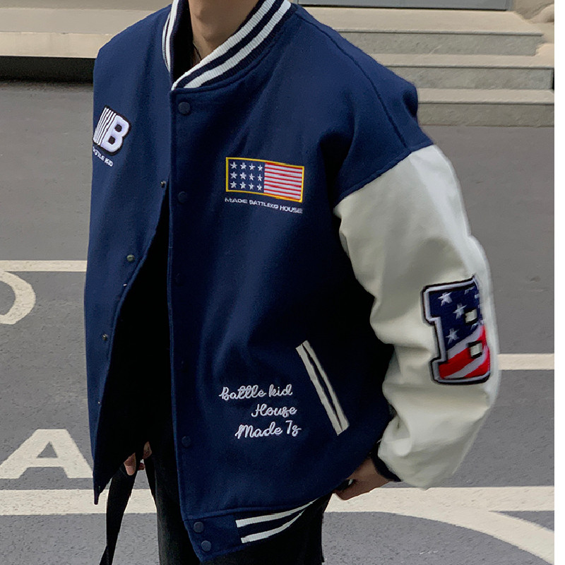 美式复古学院风棒球服外套潮牌情侣休闲刺绣夹克102B-JK528P75,男装夹克,星座102B