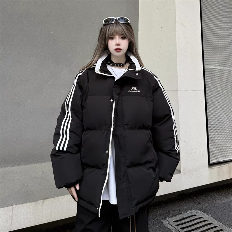 韩式简约棉服拼色三杠条纹加厚情侣面包服棉衣外套102B-M3502P118,男装棉衣,星座102B-2