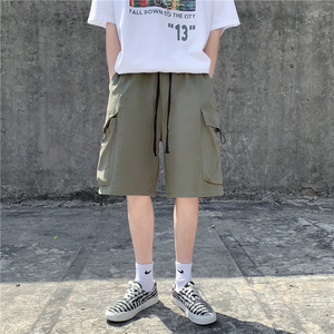 水洗纯棉工装短裤男复古港风ins大口袋休闲五分裤子102B-K8079P48图片
