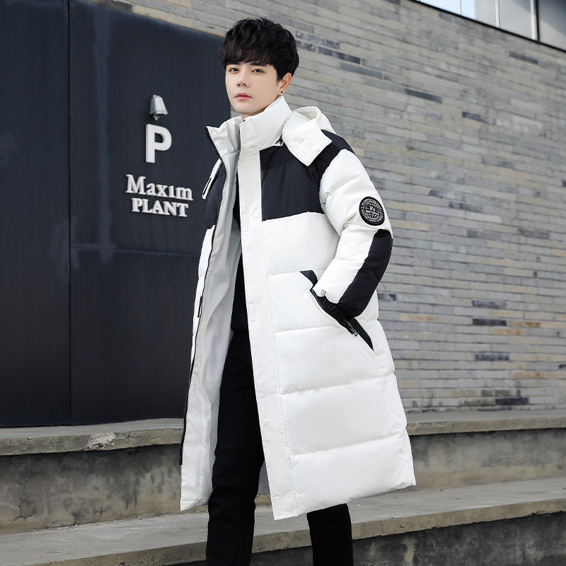 冬装棉服工作服宽松拼接连帽中长款情侣棉衣外套潮102B-M281P135图片