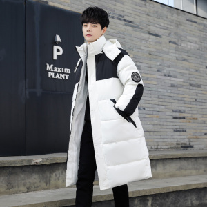 冬装棉服工作服宽松拼接连帽中长款情侣棉衣外套潮102B-M281P135图片