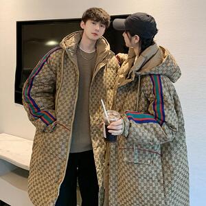 韩高订面料logo连帽羽绒服情侣中长款冬加厚外套102B-Y909P295,男装羽绒服,星座102B