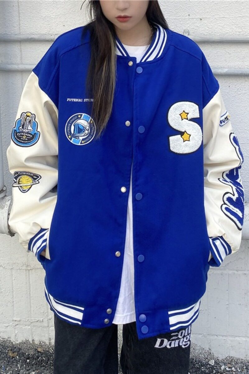 情侣图棒球服宽松克莱因蓝外套工装休闲夹克男女102B-JK88002P75,男装夹克,星座102B