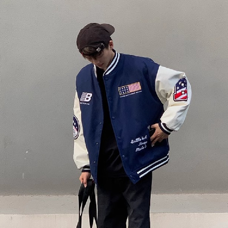 美式复古学院风棒球服外套潮牌情侣休闲刺绣夹克102B-JK528P75,男装夹克,星座102B