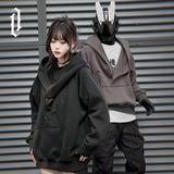 秋2025纽扣套头斜门襟连帽卫衣男女宽松休闲外套潮102B-W8953P58，女装短外套，星座102B