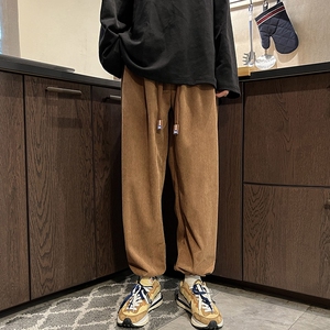 薄款灯芯绒直筒裤春夏韩版休闲裤运动裤宽松束脚卫裤102B-K329P40图片