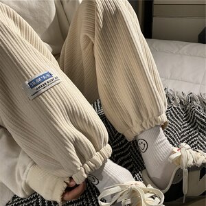 灯芯绒哈伦裤男女秋冬加绒加厚学生韩版休闲裤102B-K251P45加绒50图片