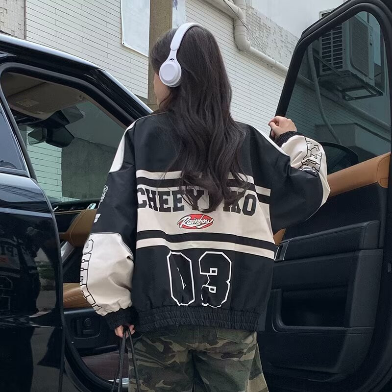 秋2025美式潮牌炸街机车风夹克外套男女休闲上衣潮102B-JK8054P78,男装夹克,星座102B