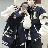 秋2025情侣PU皮袖龙凤尼毛巾绣双层棒球服夹克潮牌102B-JK829P75，男装夹克，星座102B