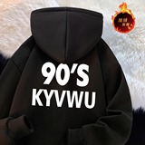 连帽卫衣男潮牌字母印花高街冬加绒加厚外套102B-W2545P48加绒58，男装卫衣，星座102B