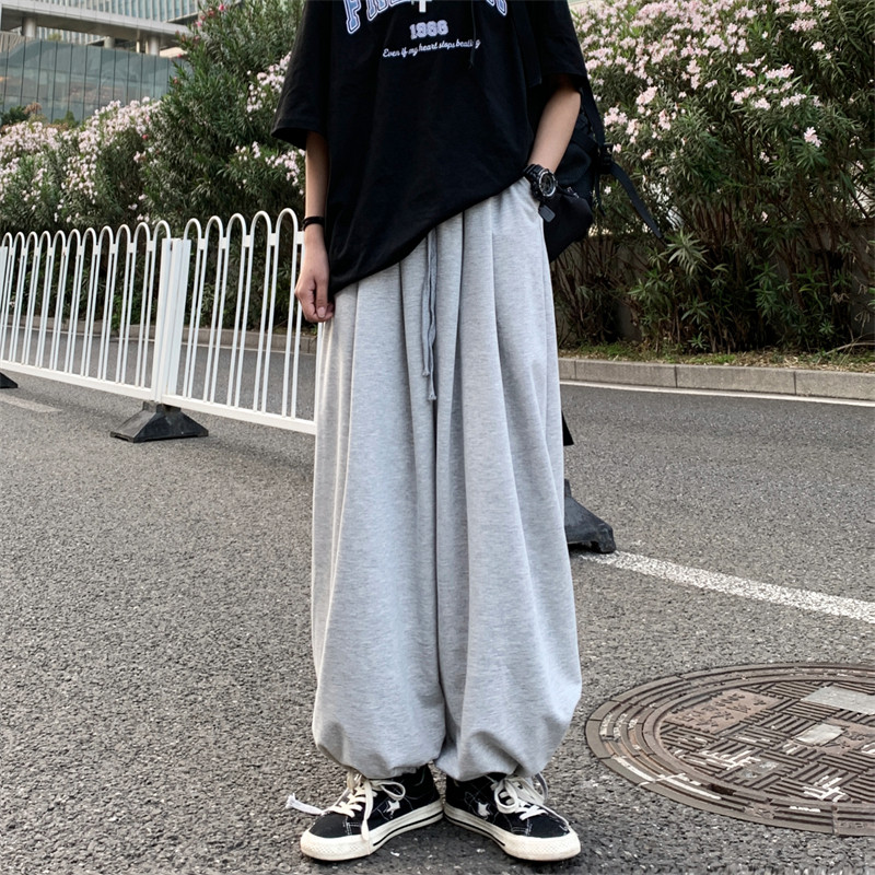 2024秋复古街头个性灯笼裤阔腿抽绳宽松束脚裤男女款102B-K353P40,男装休闲裤,星座102B