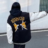 加厚棉款美式街头潮牌宽松星星印花棒球服外套男女102B-JK8125P88，女装短外套，星座102B