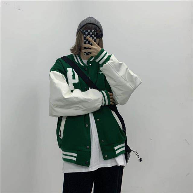 秋棒球服外套宽松拼接刺绣毛呢PU皮袖夹克休闲外套102B-W172P78,男装夹克,星座102B