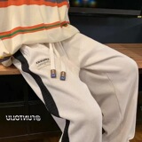秋2025高街裤灯芯绒条纹潮牌运动裤宽松直筒休闲裤102B-K245P50，女装休闲裤，星座102B
