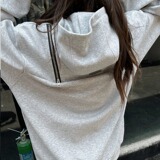 秋2025潮流复古斜拉链设计感小众卫衣宽松休闲上衣102B-W6001P78，男装卫衣，星座102B