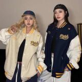 美式撞色拼接外套2025高街小众宽松棒球服夹棉夹克102B-JK533P75，男装夹克，星座102B