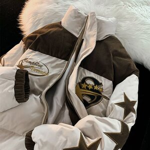 美式高街字母贴布立领面包服冬季加厚潮情侣棉服102B-M318P125图片