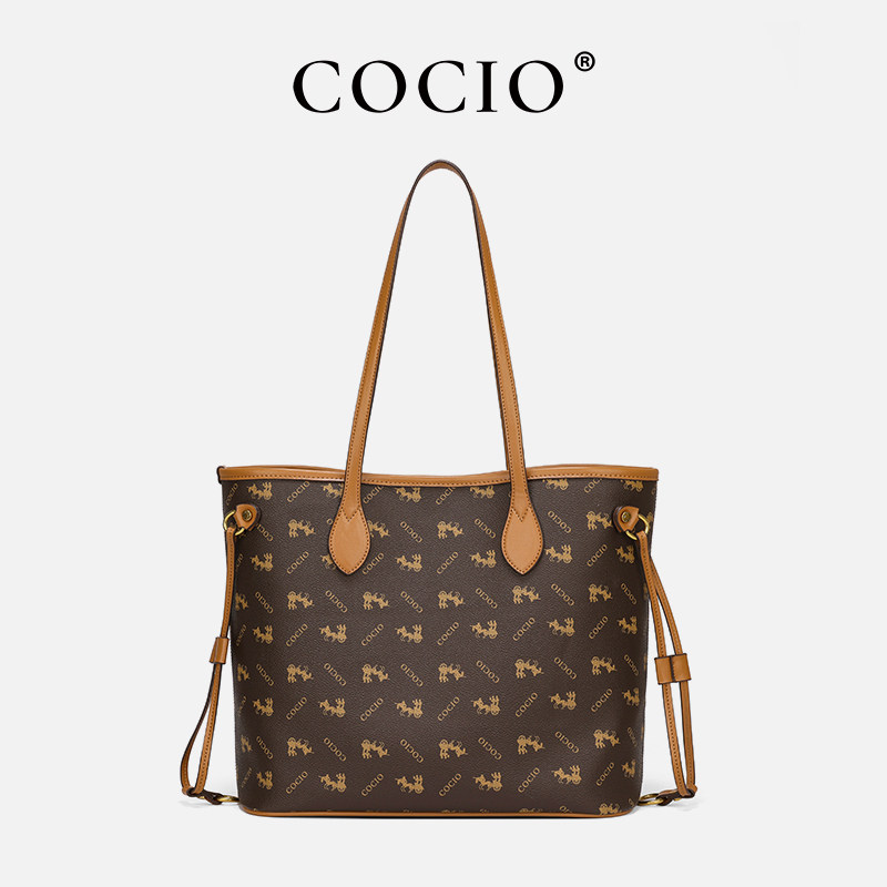 COCIO 2024新款潮托特包斜跨手提女包包通勤高级单肩轻奢CC060