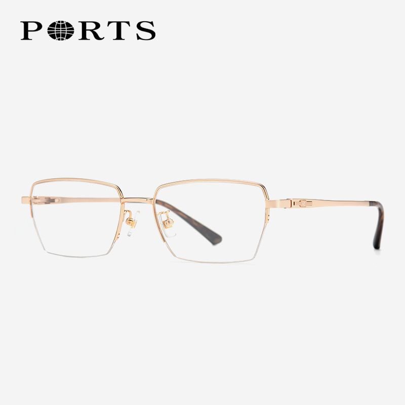 PORTS宝姿眼睛框镜架男纯钛镜架方框半框近视眼镜配镜片POM62107