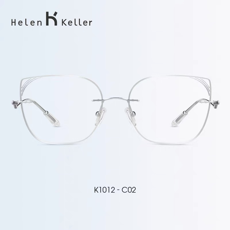 海伦凯勒K1012透颜无框钻石切边眼镜K1012海伦凯勒K1012银色猫眼
