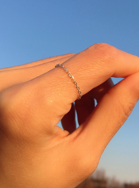 纯银极细链条手工时尚个性风尾戒