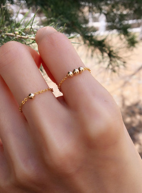 极细简约链条戒指14k注金精美女