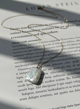 天然巴洛克珍珠项链方块不规则淡水锁骨链美国14K包金不掉色项链