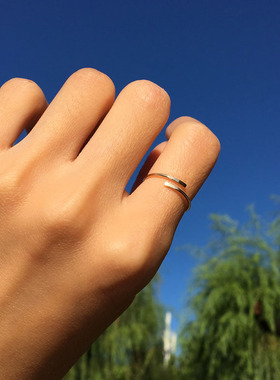 14k包金开口个性戒指925纯银