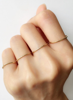 ins洗手不用14k包金风光花纹戒指