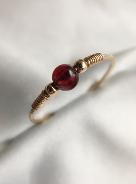 玛瑙14k包金不褪色防过敏戒指