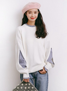 白色中长款毛衣女冬季加厚遮屁股洋气高档设计感小众胖mm显瘦遮肉