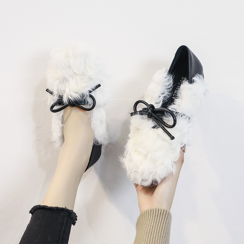 内增高毛毛鞋女冬外穿羊毛豆豆鞋