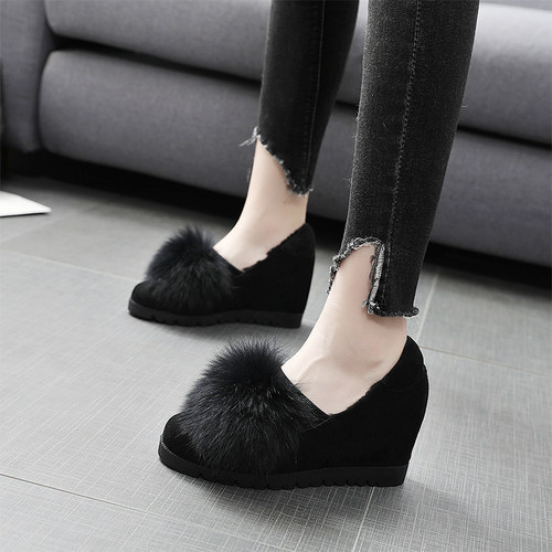 内增高毛毛鞋女冬外穿加绒豆豆鞋