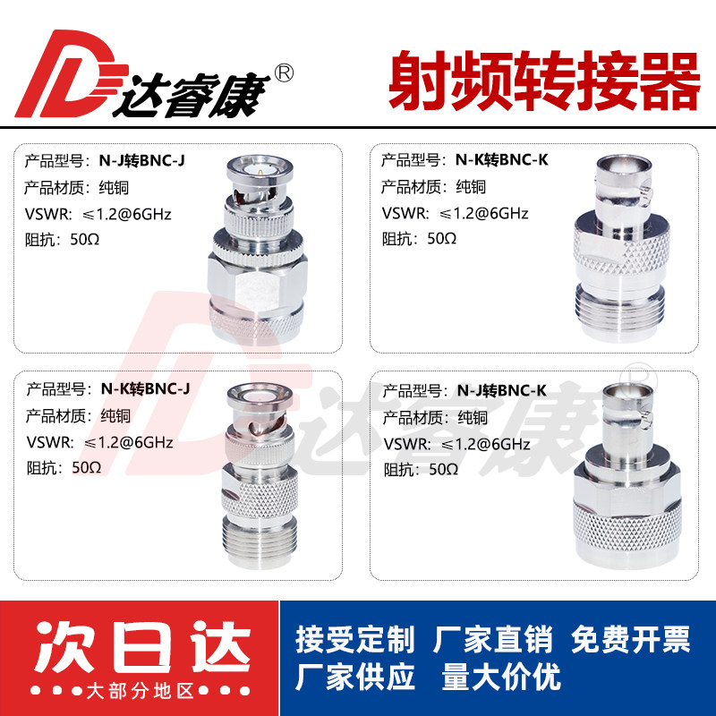 射频转接头bnc转n连接器  BNC公转N公内针转接器 BNC-N公转公纯铜