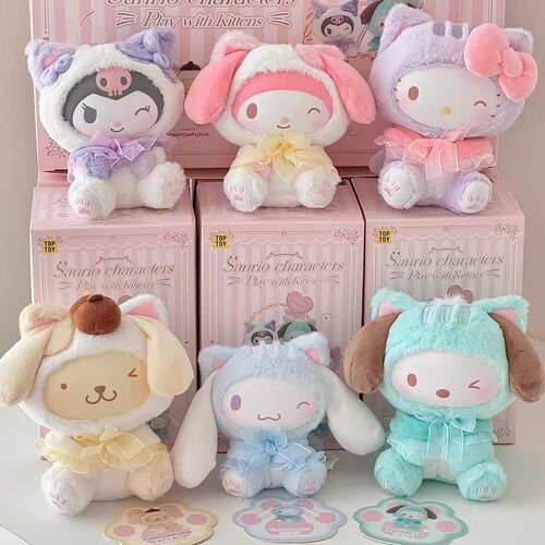 TOPTOY三丽鸥逗逗小猫搪胶毛绒宝宝系列盲盒潮玩毛绒玩具女生礼物