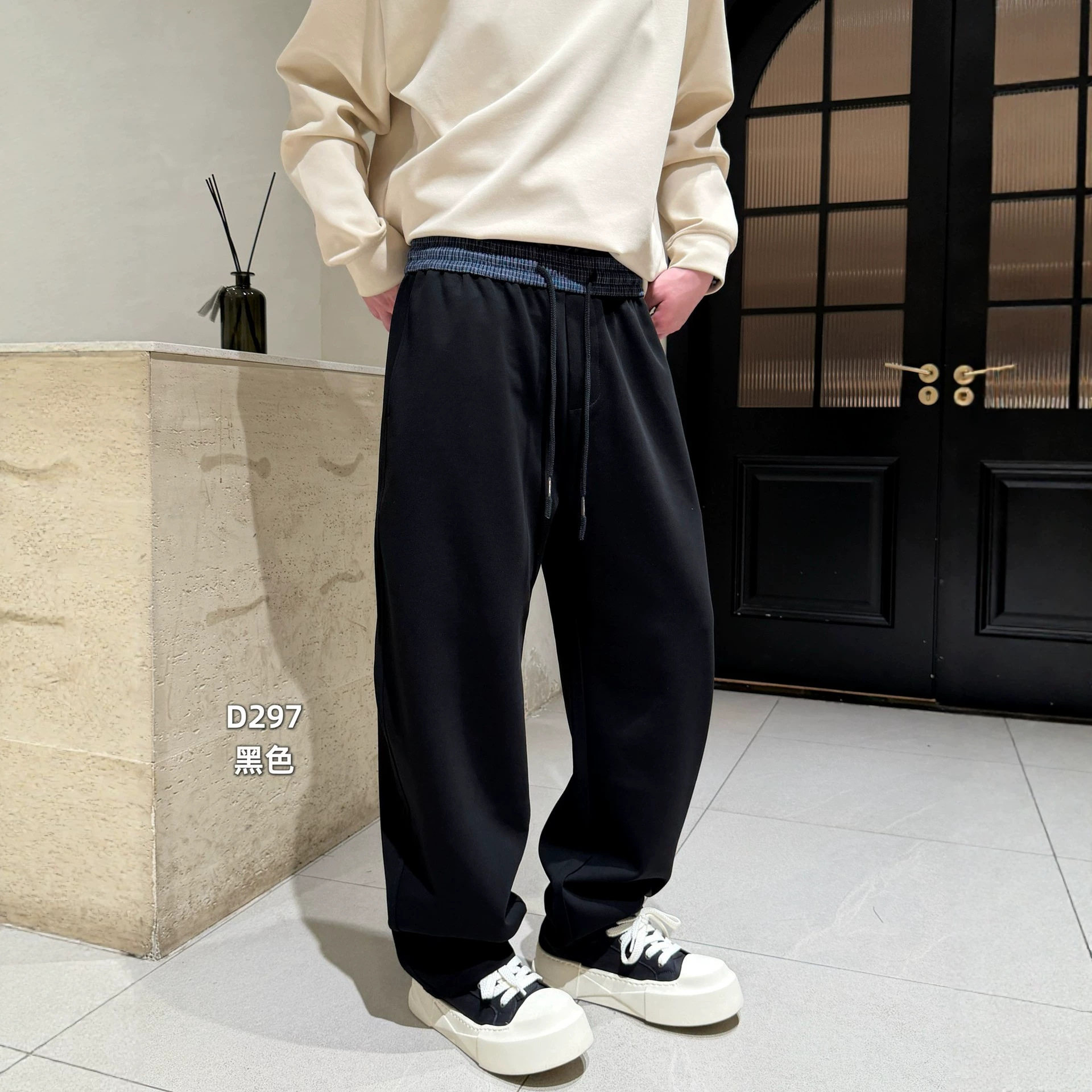 加肥大码直筒休闲男裤男装2026年秋季新款刺绣拼接腰头300斤胖人