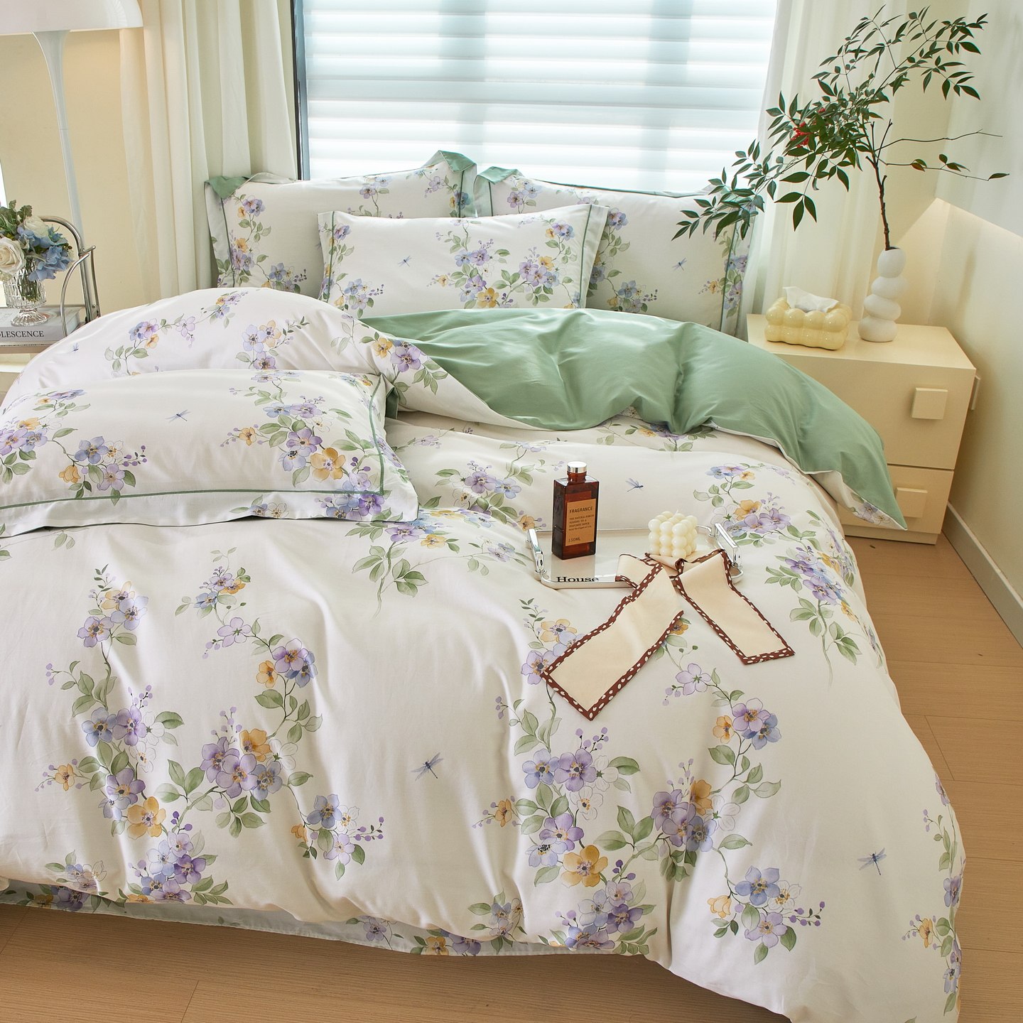 全棉斜纹四件套花卉田园风被套被罩床单四季通用2026新款床品高级,床上用品,床品套件/四件套/多件套,淘宝优惠券,粉丝福利购,淘宝优惠卷