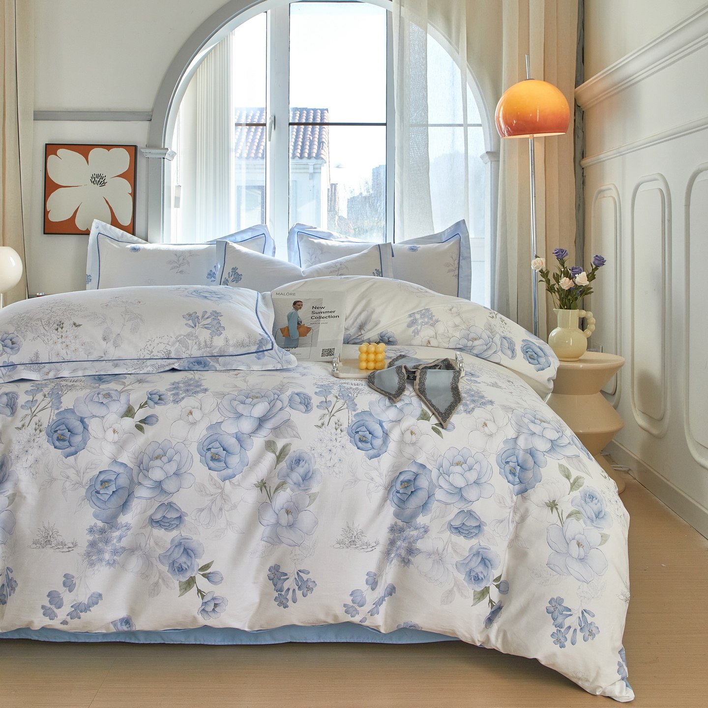 全棉斜纹四件套花卉田园风被套被罩床单四季通用2026新款床品蓝色,床上用品,床品套件/四件套/多件套,淘宝优惠券,粉丝福利购,淘宝优惠卷