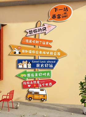 网红打卡墙点小院造景拍照区指示牌民宿墙面装饰氛围感立体墙贴画