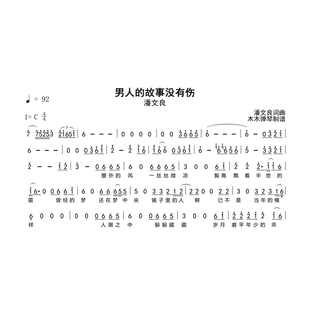 潘文良 - 男人的故事没有伤 简谱 吉他谱电子版高清完整曲谱扒谱
