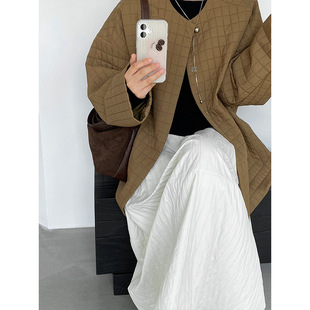 1701 薄棉棉衣无领廓形老钱风上衣秋冬棉服外套女 江左 重磅私服